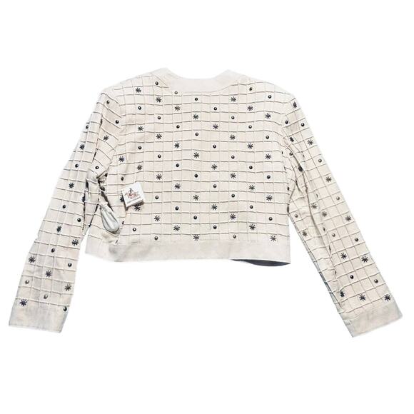 Double D Ranch Ivory Windowpane W/ Silver Charms Cropped Jacket Size L NWT - Picture 10 of 12